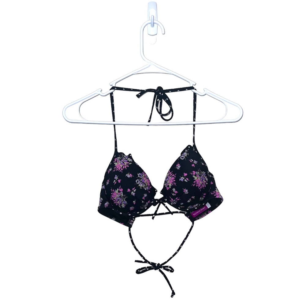 LIKE NEW Victoria’s Secret Floral Polka Dot Underwire Bikini Top Size 34B